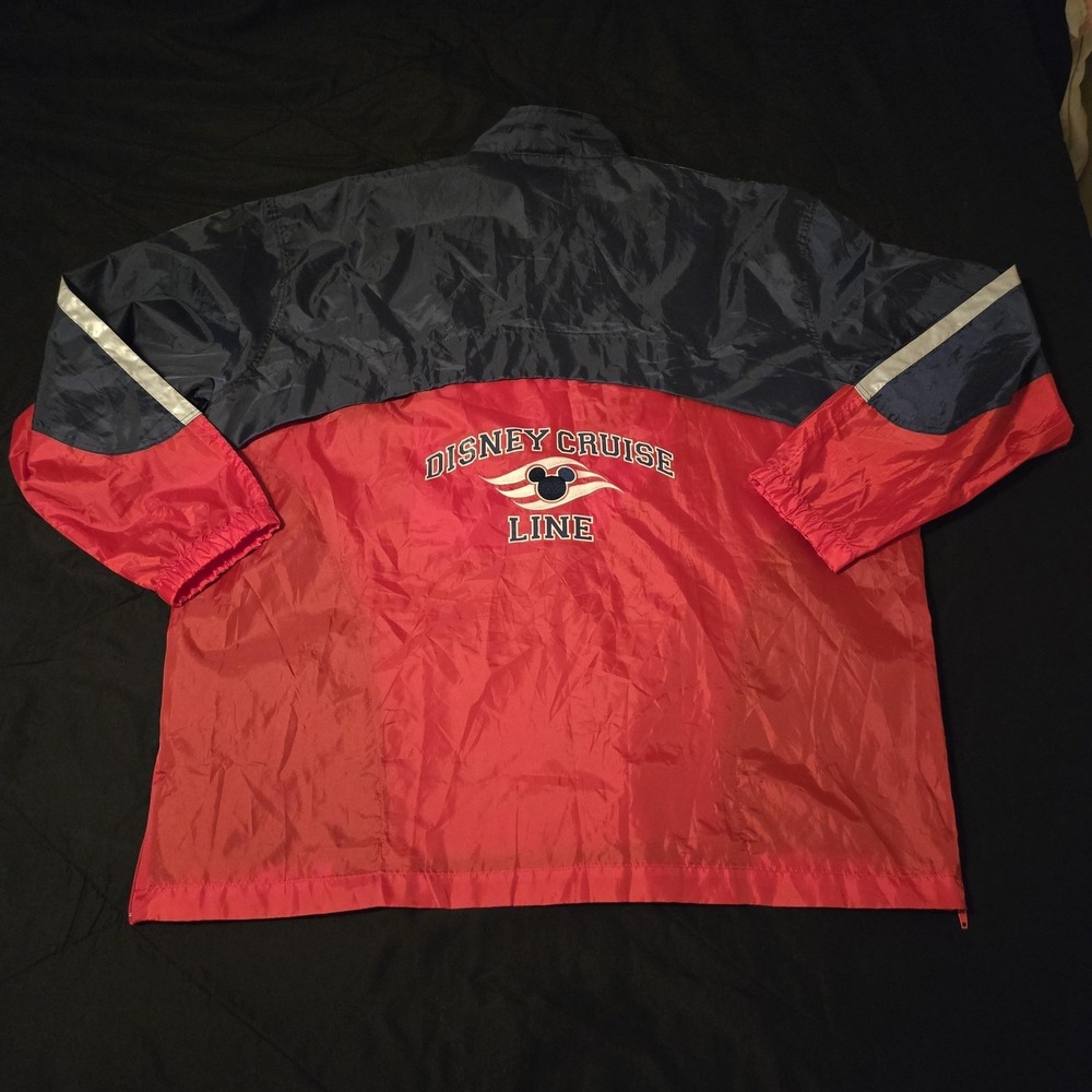 Disney Cruise Line Jacket Mens XL/XXL Blue Red Pullover Windbreaker Mickey Logo